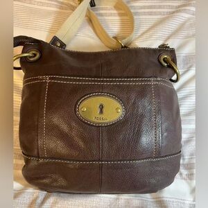 Vintage Fossil Brown Leather Messenger Crossbody bag